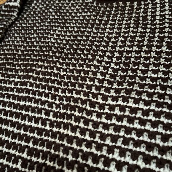 Vintage Chunky Knit Sweater Brown White Checkered Pattern Retro Pullover GS Co. - Picture 3 of 8